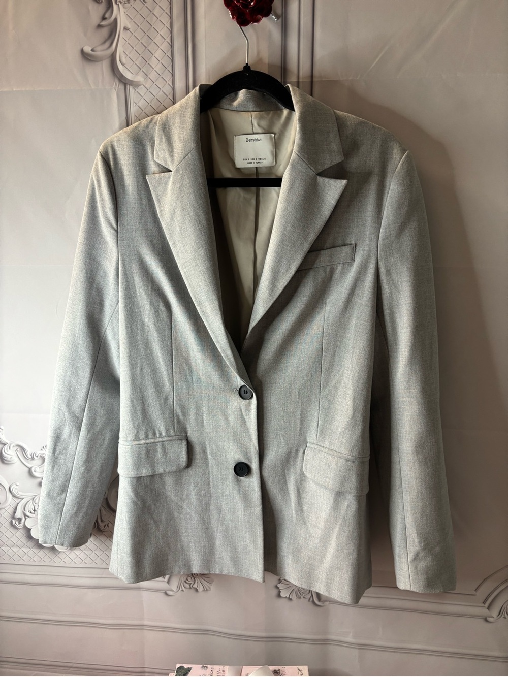 Bershka Light Gray Tailored Women's Blazer, Size Small